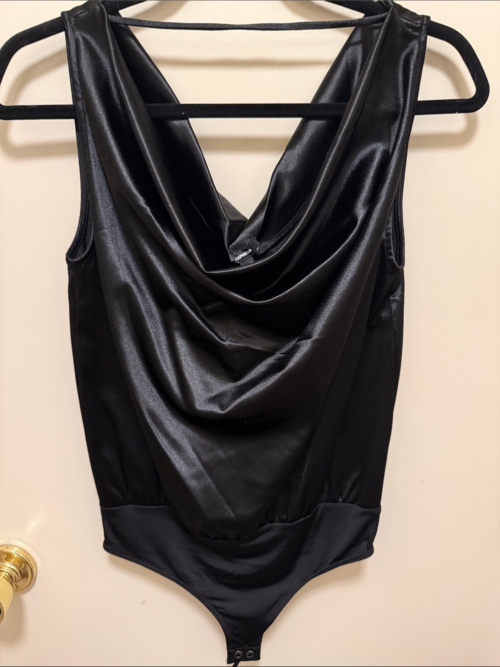 Express Black Satin Cowl Neck Tank
